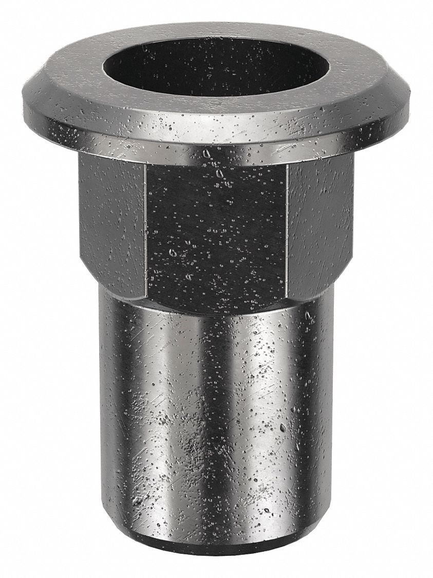 ÉCROU À RIVET,#10-24,29/64 PO L,7/32 PO DIA DE L'INSERT,HEX,ACIER,25PQ