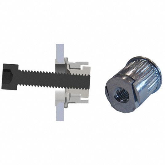 GRAINGER APPROVED Steel Floating Thread Rivet Nut 0.406 in L, 832 Dia