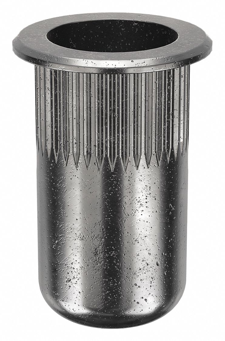 ÉCROU À RIVET,#8-32,3/4PO DE L,25/64PO DIA DE L'INSERT,ROND,ACIER,10PQ