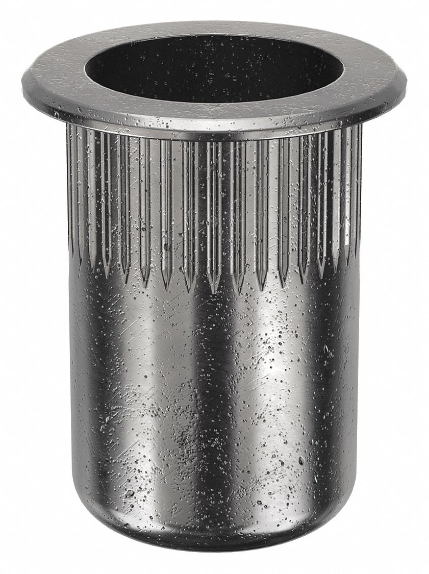 ÉCROU À RIVET,M6-1,00,21,7 MM,DIA L TOTAL,17,4 MM DIA DE L'INSERT,ROND,ACIER,10PQ