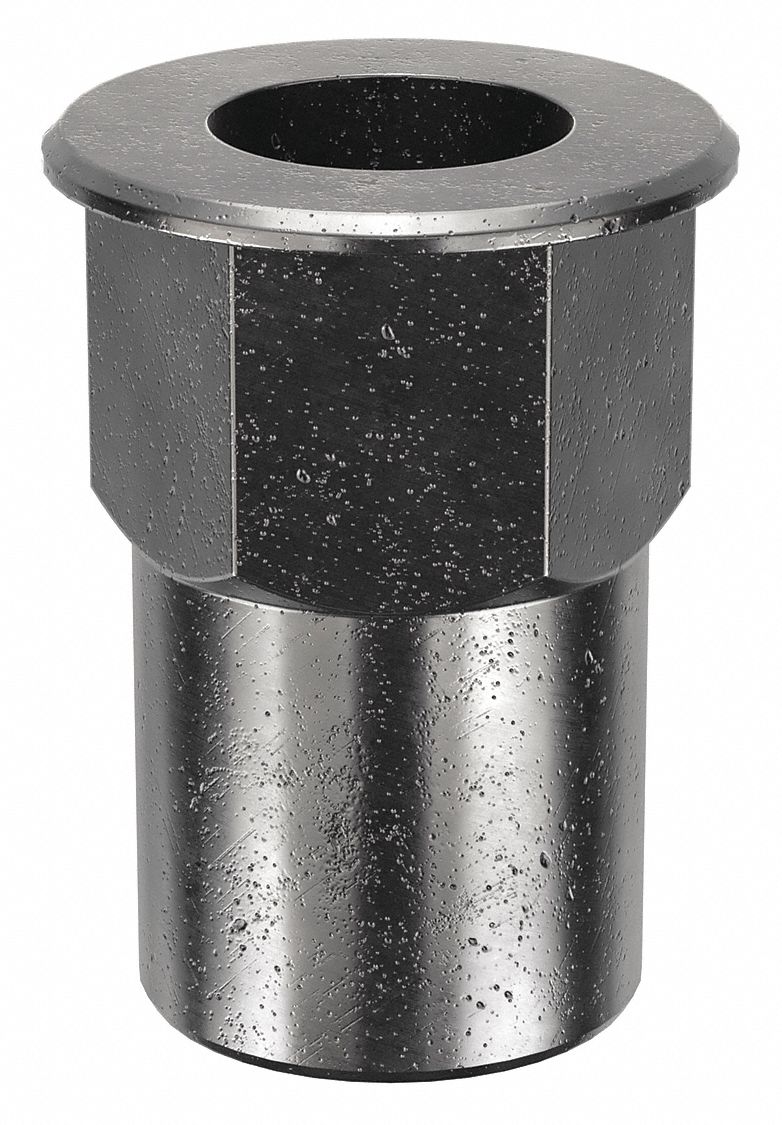 RIVET NUT, 5/16"-18 THREAD SIZE, ⅞ IN OVERALL L, &frac12; IN INSERT DIA, HEX, STEEL, 25 PK