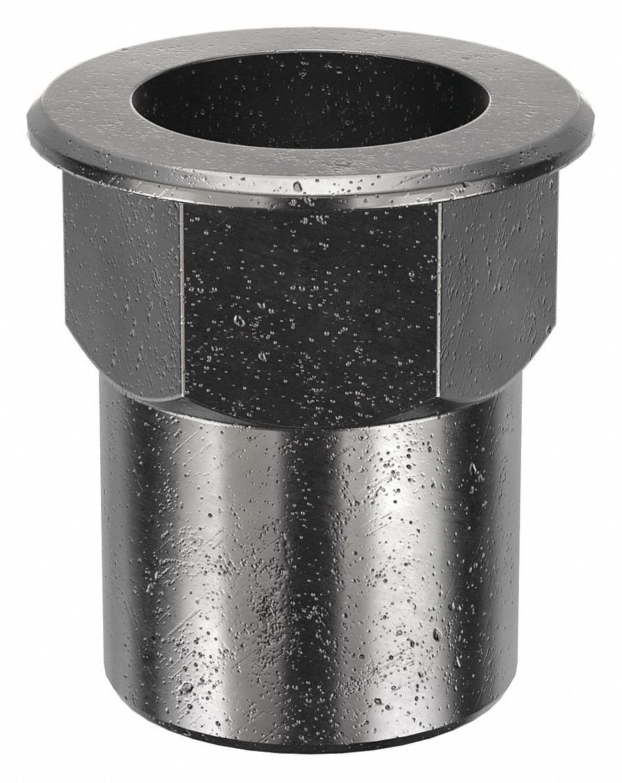 RIVET NUT, ⅜"-16 THREAD SIZE, 23/32 IN OVERALL L, &frac12; IN INSERT DIA, HEX, STEEL, 25 PK
