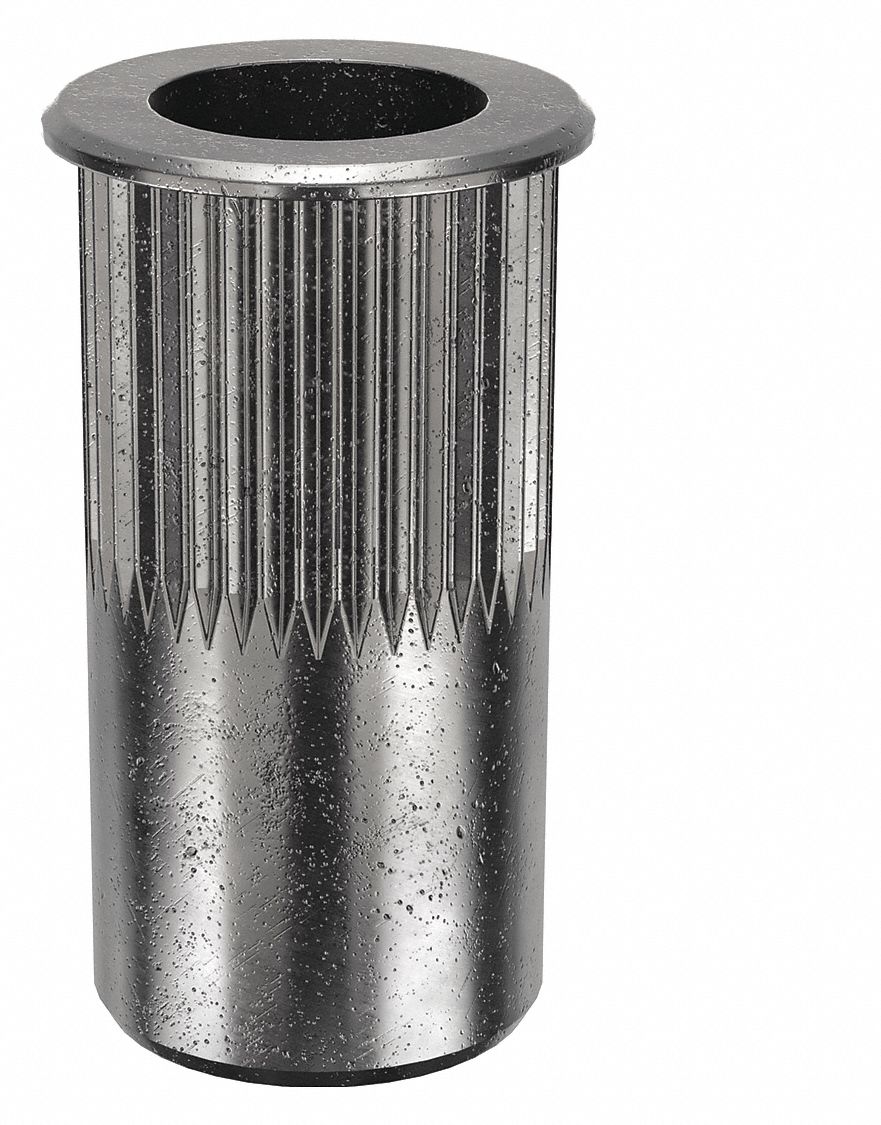 RIVET NUT, #10-24 THREAD, 39/64 IN OVERALL L, 19/64 IN INSERT DIA, ROUND, STEEL, 50 PK