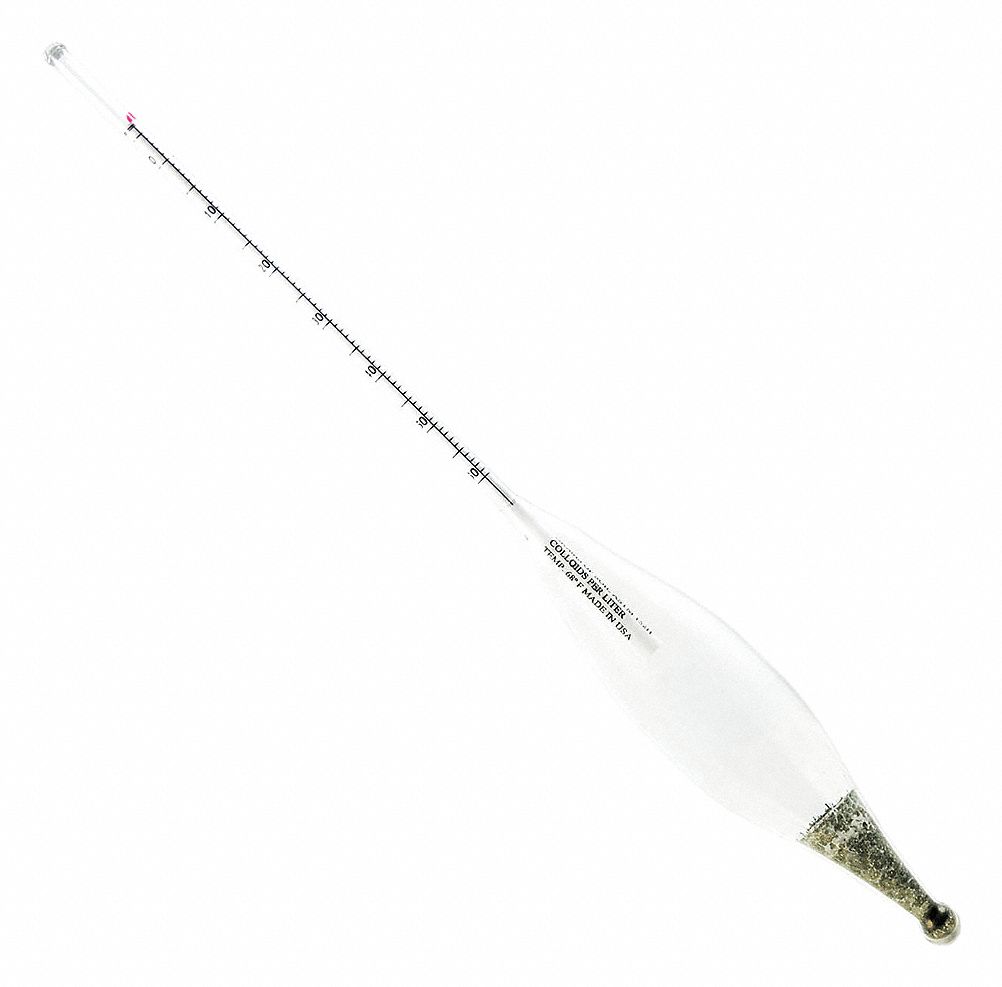 Hydrometer: Soil Colloids Plain Form, -5 to 60 grams, 1.0, 11 in Overall Ht