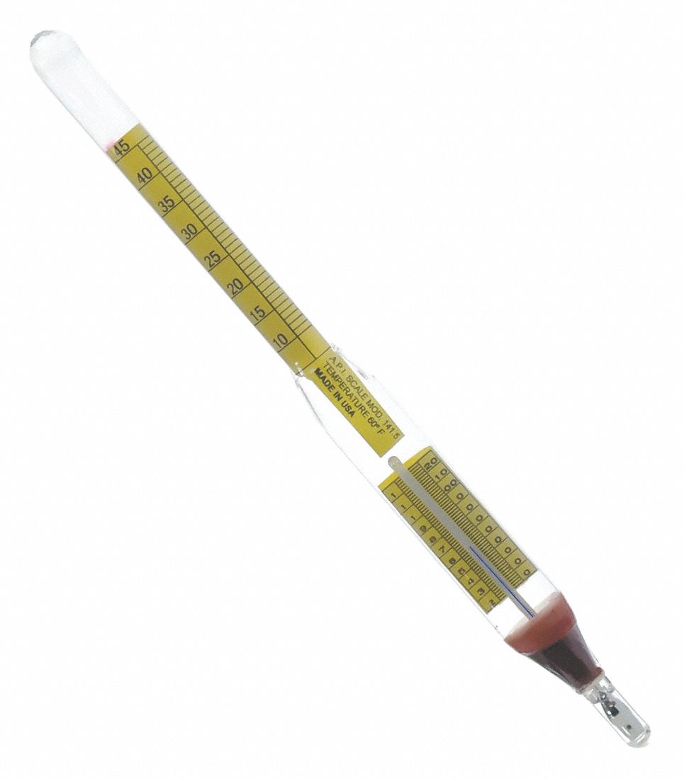API Hydrometer: API Plain Form, 59/71, 0.2, 6 in Overall Ht