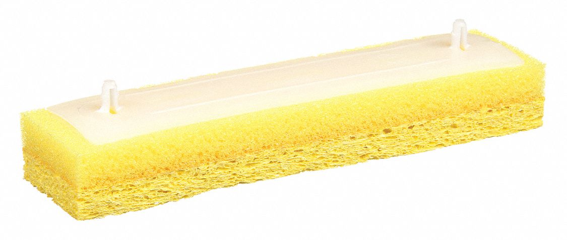 Mop Head: Push-In Connection, 2 in Mop Head Wd, 1 in Mop Head Dp, Yellow, Cellulose