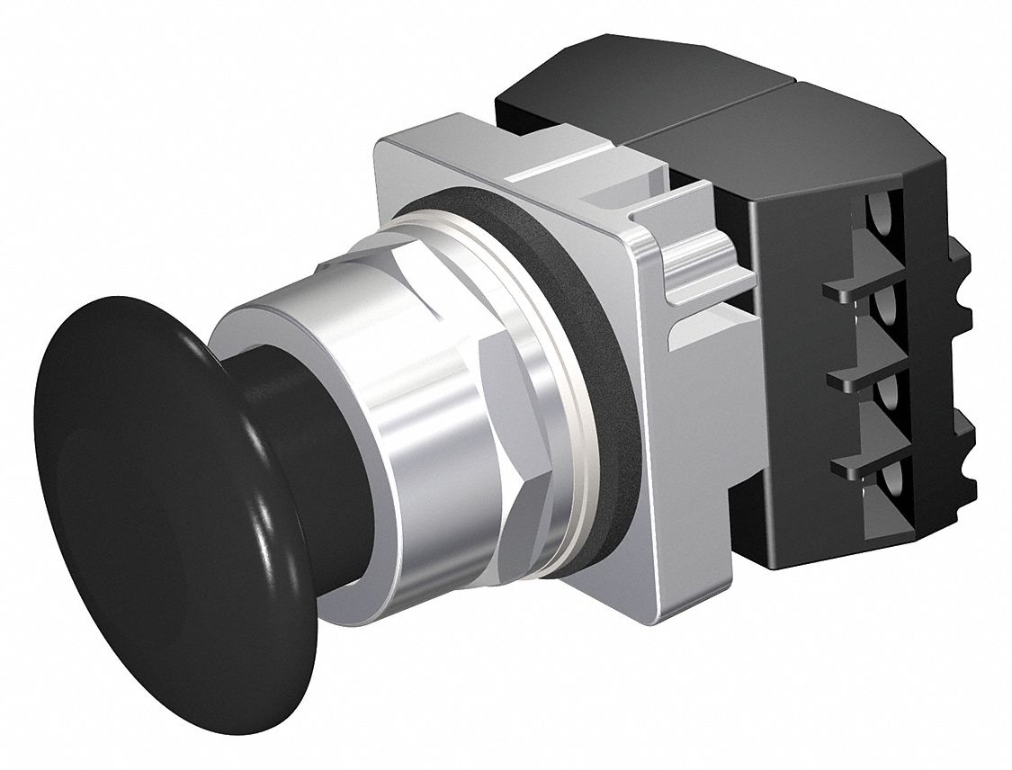 Mushroom Head Push Button: Non-Illuminated, Mushroom Head Profile, Non-Metallic, 30 mm, 2NO