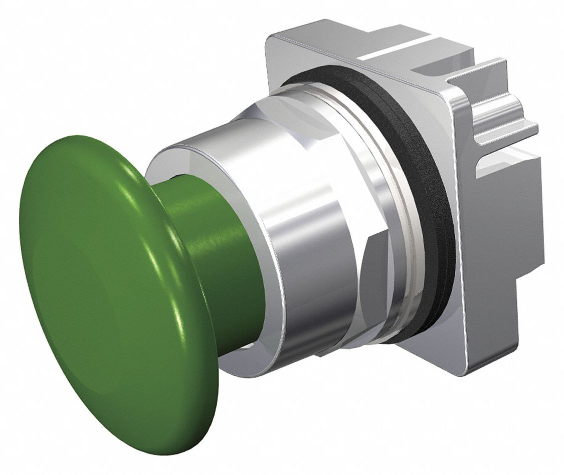 Mushroom Head Push Button: 30 mm, Non-Metallic, Momentary