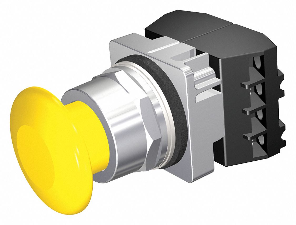 Mushroom Head Push Button: Non-Illuminated, Mushroom Head Profile, Non-Metallic, 30 mm, 2NC