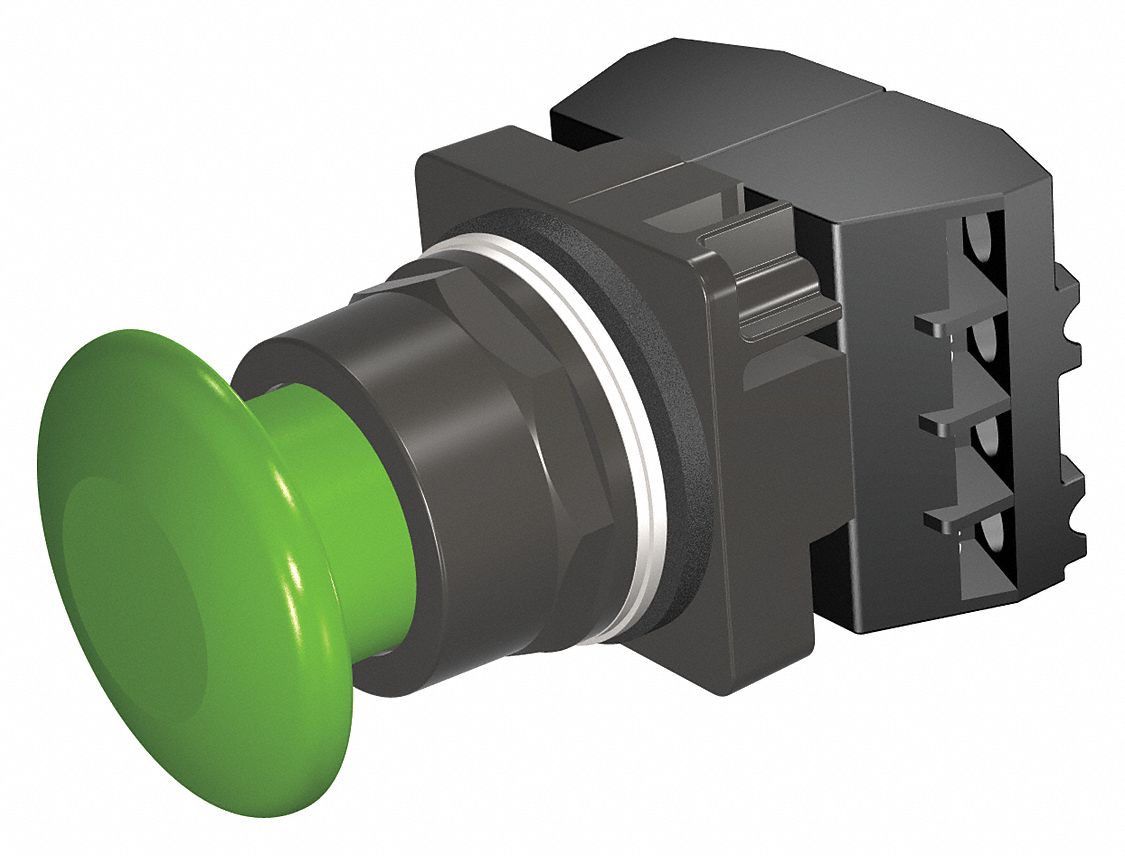 Mushroom Head Push Button: Non-Illuminated, Mushroom Head Profile, Non-Metallic, 30 mm, 2NC