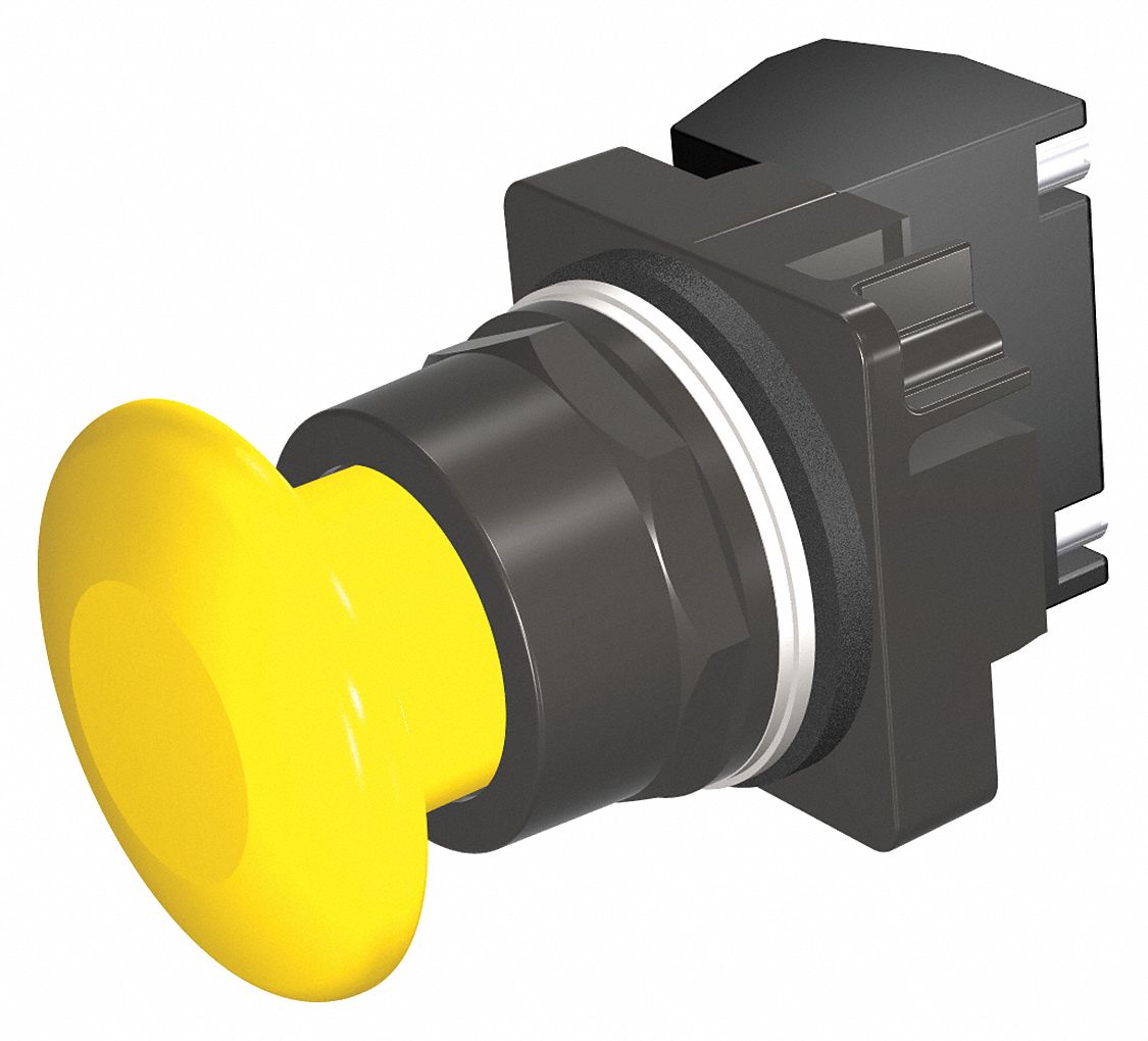 Mushroom Head Push Button: Non-Illuminated, Mushroom Head Profile, Non-Metallic, 30 mm, 1NO