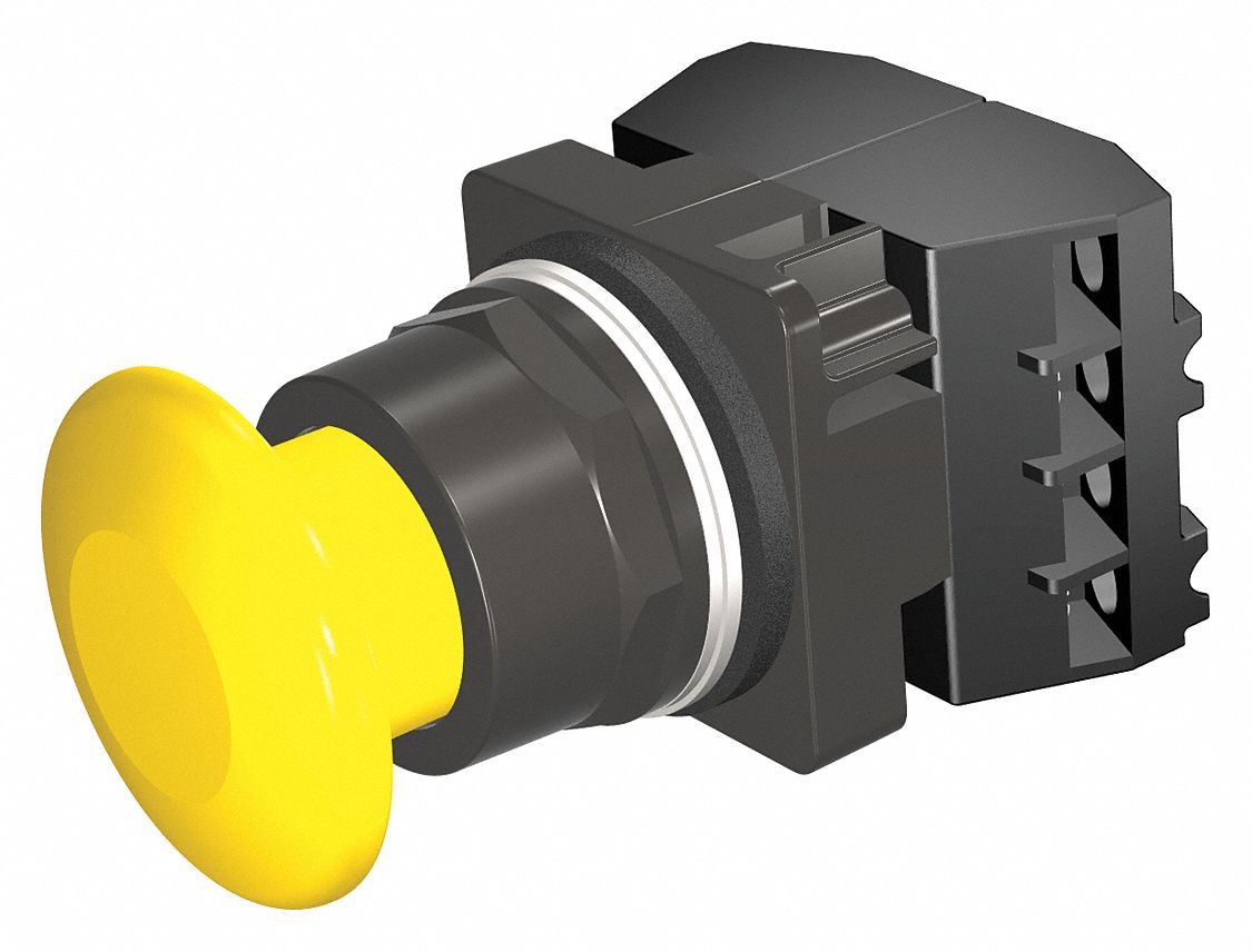 Mushroom Head Push Button: Non-Illuminated, Mushroom Head Profile, Non-Metallic, 30 mm, 2NC