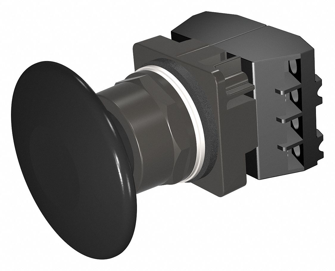 MushrmHeadPushButton, NonIllum, Blk, 2NC