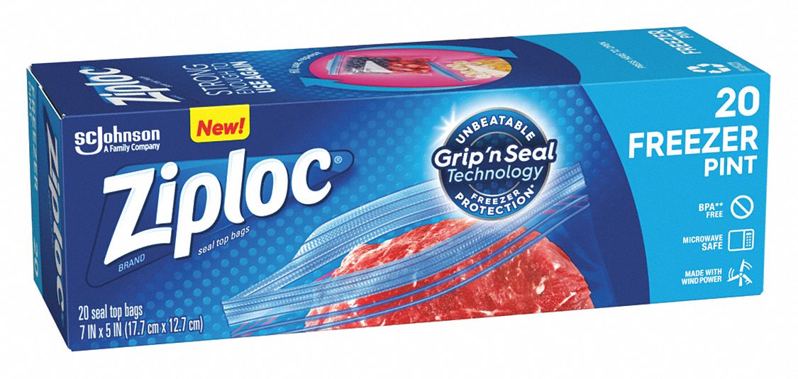 ZIPLOC, 2.7 mil Thick, 5 in Wd, Reclosable Bag 32GM87314443 Grainger