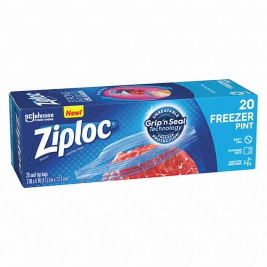 ZIPLOC Reclosable Poly Bag, Zip Seal, Polyethylene, PK 20 - 32GM87 ...