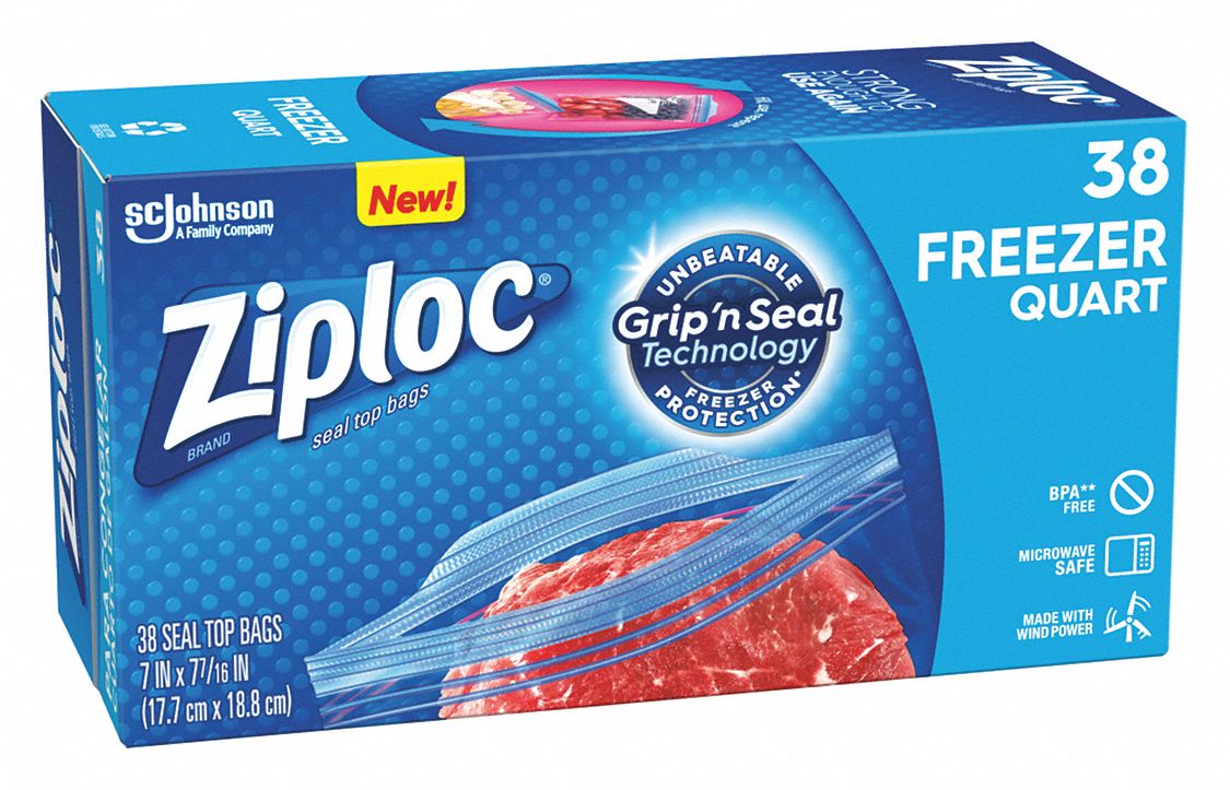 ZIPLOC, 2.6 mil Thick, 7 in Wd, Reclosable Poly Bag 32GM91314444 Grainger