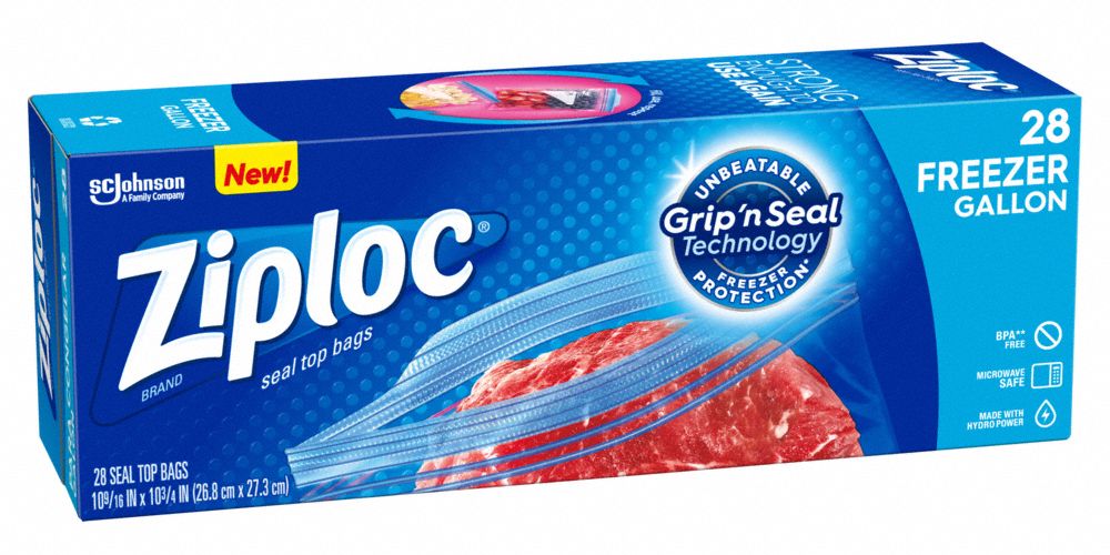 ZIPLOC Reclosable Poly Bag: 2.6 mil Thick, 10 3/4 in Wd, 10 5/8 in Lg ...