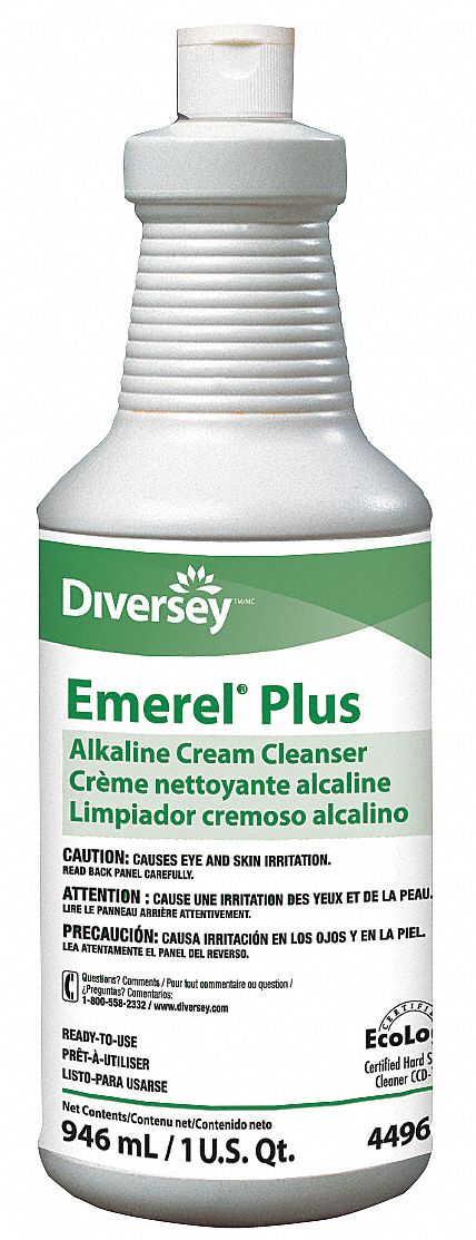 Bathroom Cleaner: Bottle, 32 oz Container Size, Ready to Use, Cream, Unscented, 12 PK