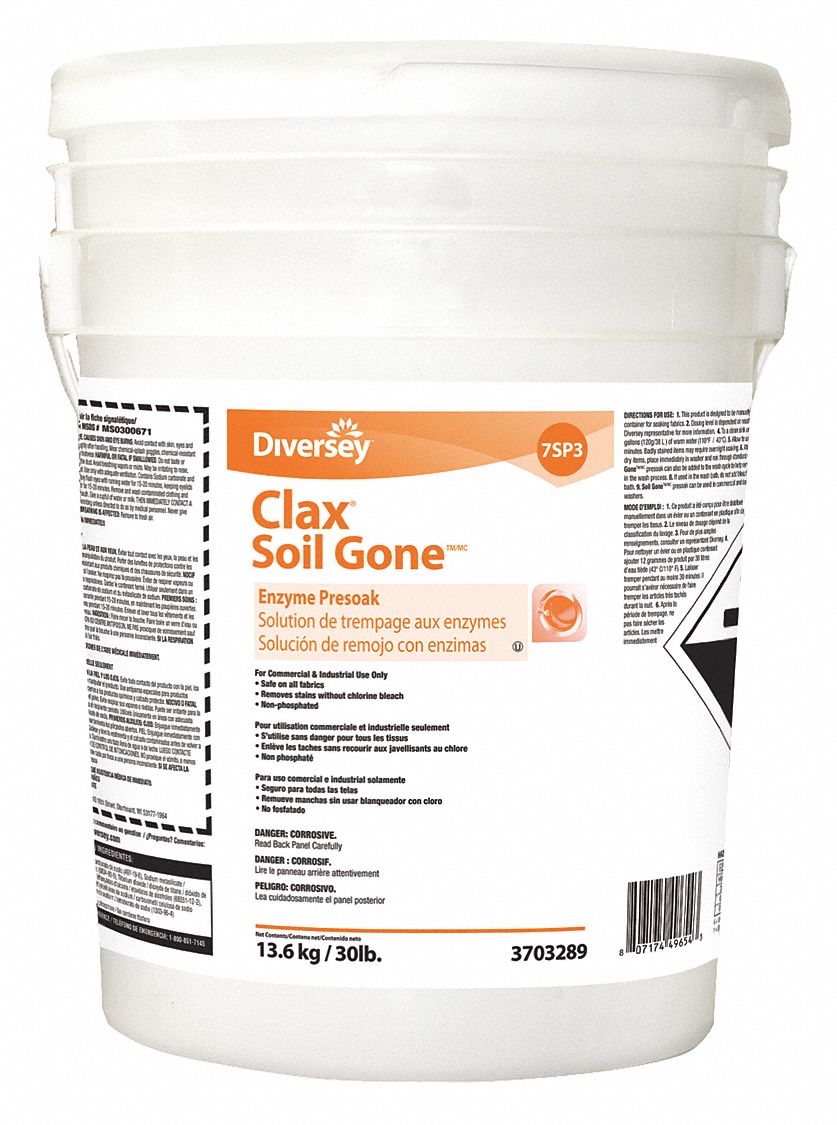 DIVERSEY Enzyme Presoak, Cleaner Form Powder, Cleaner Container Type