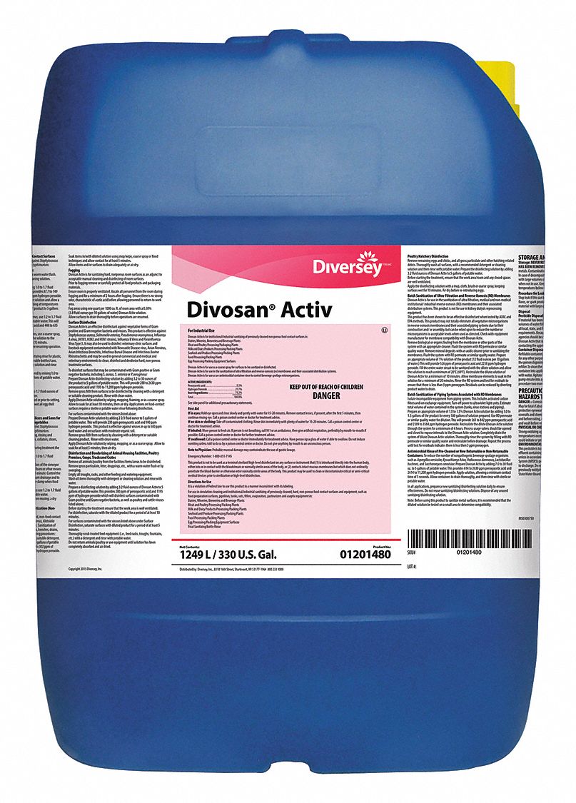 DIVERSEY, Tote, 330 gal Container Size, Industrial Food Grade Sanitizer
