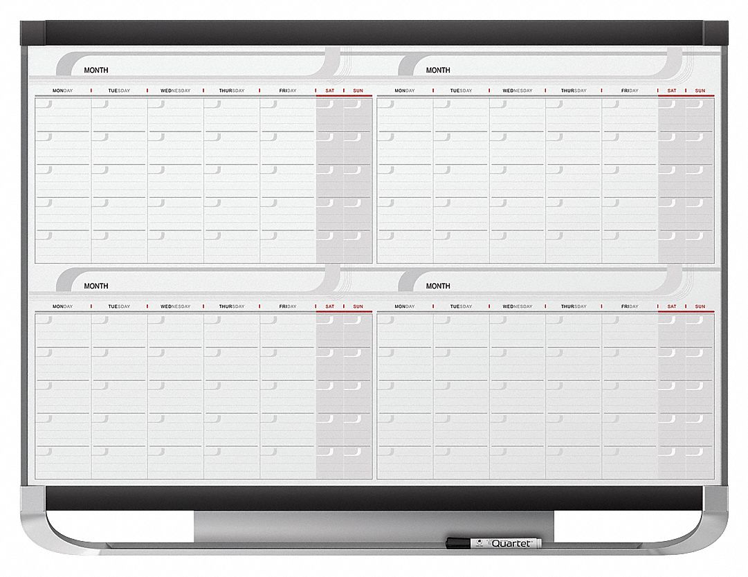 Calendar Planning Board: 24 in Board Ht - Side 1, 36 in Board Wd - Side 1, Melamine, Not Adj