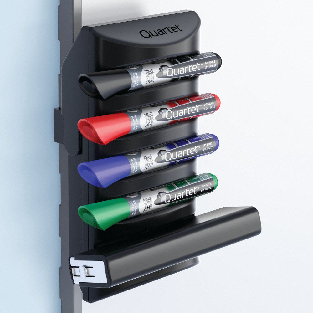 QUARTET Marker Holder Plastic, Black, 6 1/2 in Wd, 3 1/2 in Dp