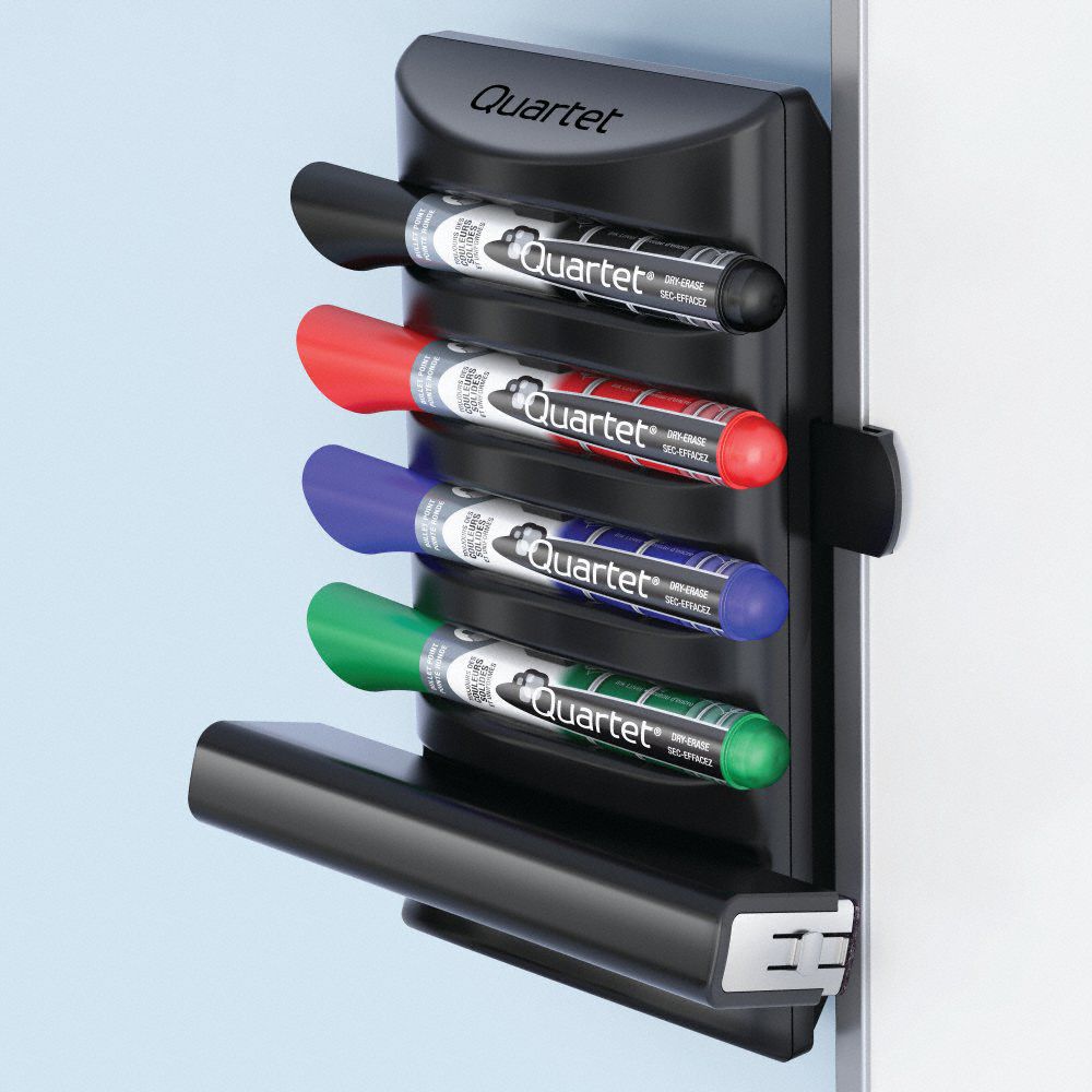 QUARTET Marker Holder Plastic, Black, 6 1/2 in Wd, 3 1/2 in Dp