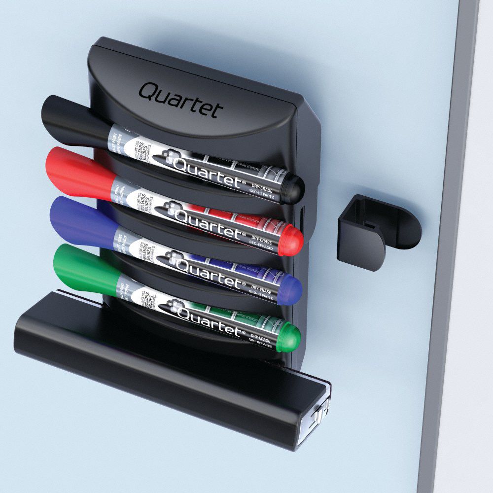 QUARTET Marker Holder Plastic, Black, 6 1/2 in Wd, 3 1/2 in Dp