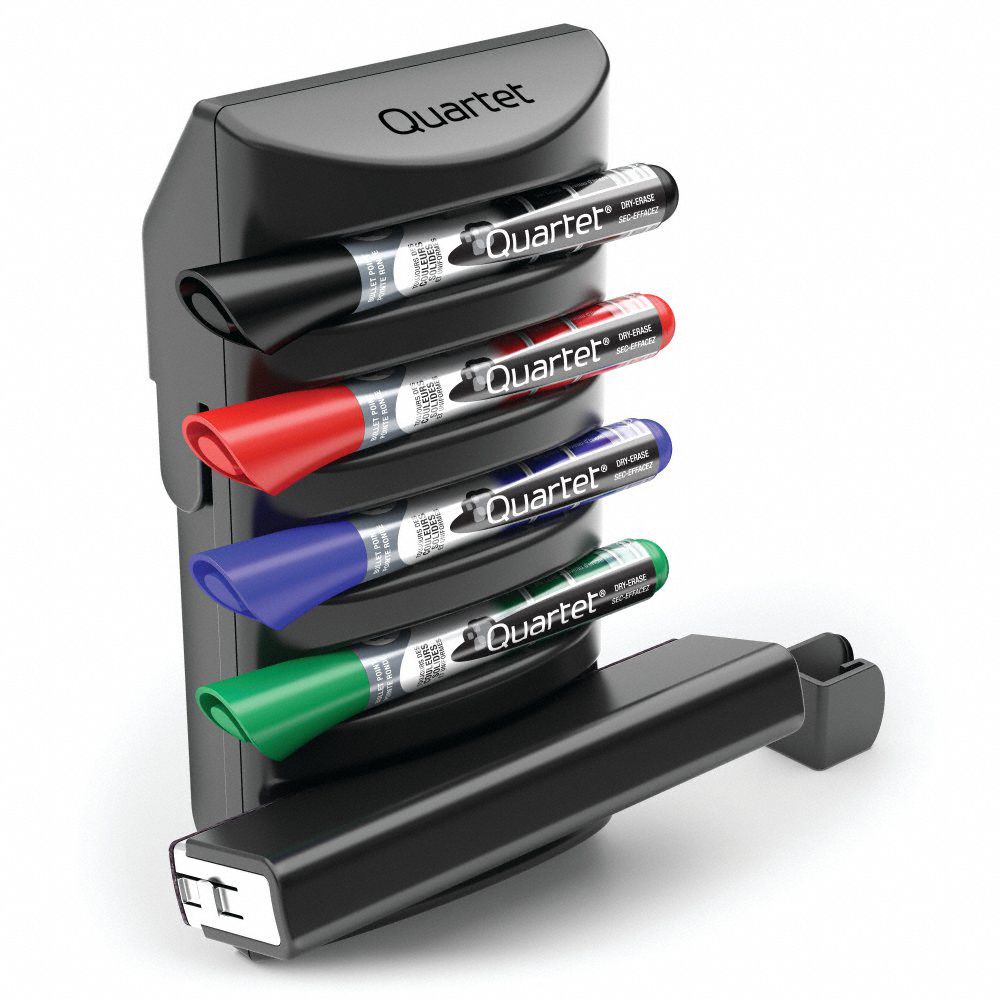 QUARTET Marker Holder Plastic, Black, 6 1/2 in Wd, 3 1/2 in Dp
