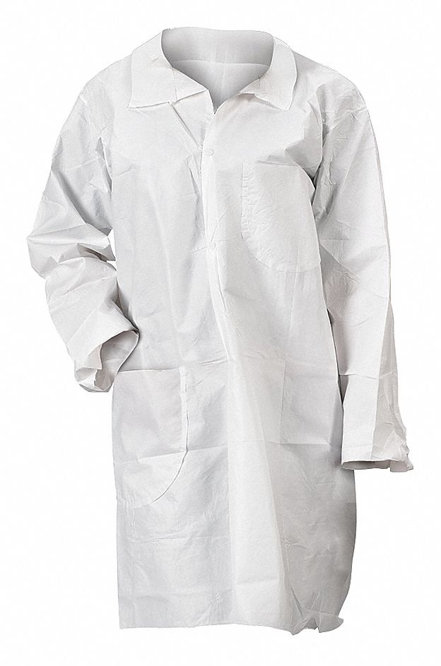 Disposable Lab Coat, XL, White, PK 30 Grainger