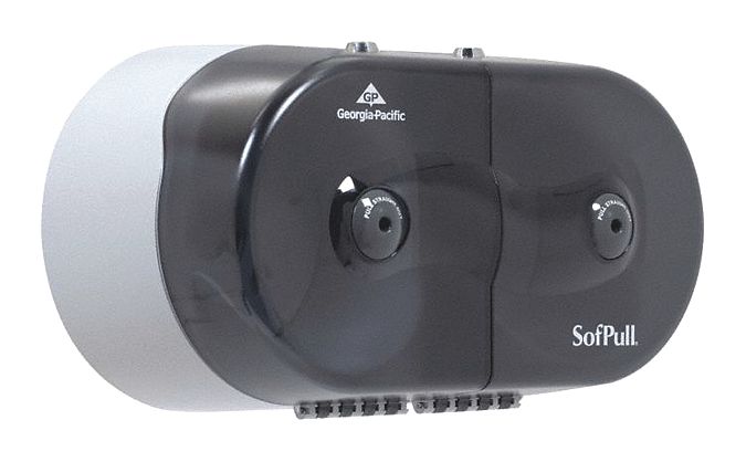 Toilet Paper Dispenser: Center Pull, Horizontal Double Roll, Plastic, Smoke