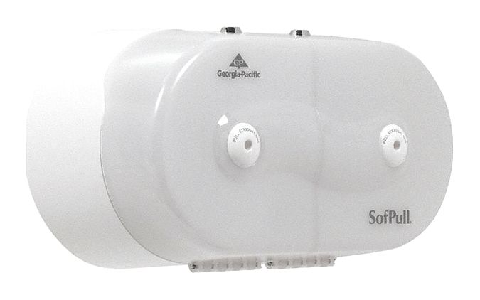 Toilet Paper Dispenser: Center Pull, Horizontal Double Roll, Plastic, White