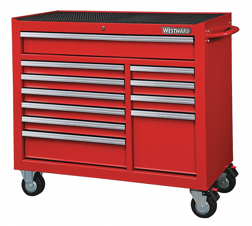 42 Rolling Cabinet, 11 Drawers, Red Westward 32H855