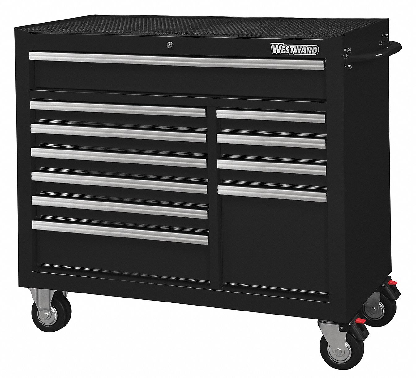 WESTWARD, Gloss Black, 42 in W x 18 15/16 in D x 39 7/8 in H, Rolling Tool  Cabinet - 32H856