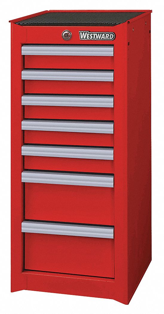 SIDE CABINET,STEEL,500 LBS,RED,7 DRAWERS