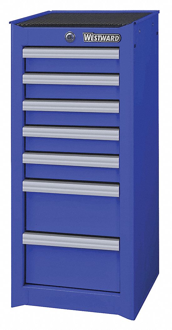 WESTWARD Tool Chest and Cabinet Combination: Powder Coated Blue, 26 3/4 in  W x 18 in D x 58 in H