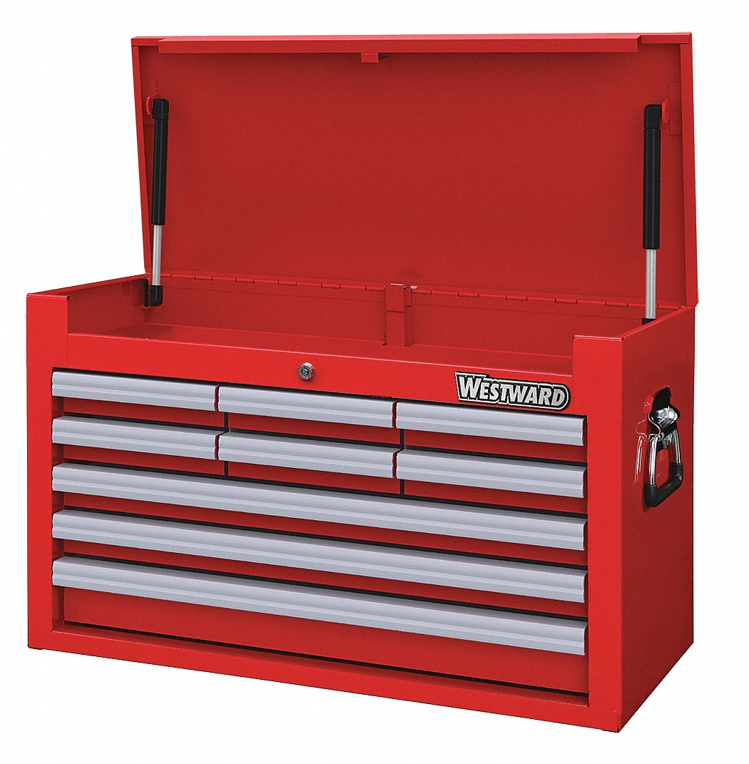 WESTWARD Tool Box: 20 in Overall Wd, 8 in Overall Dp, 9 in Overall Ht,  Padlockable, Red