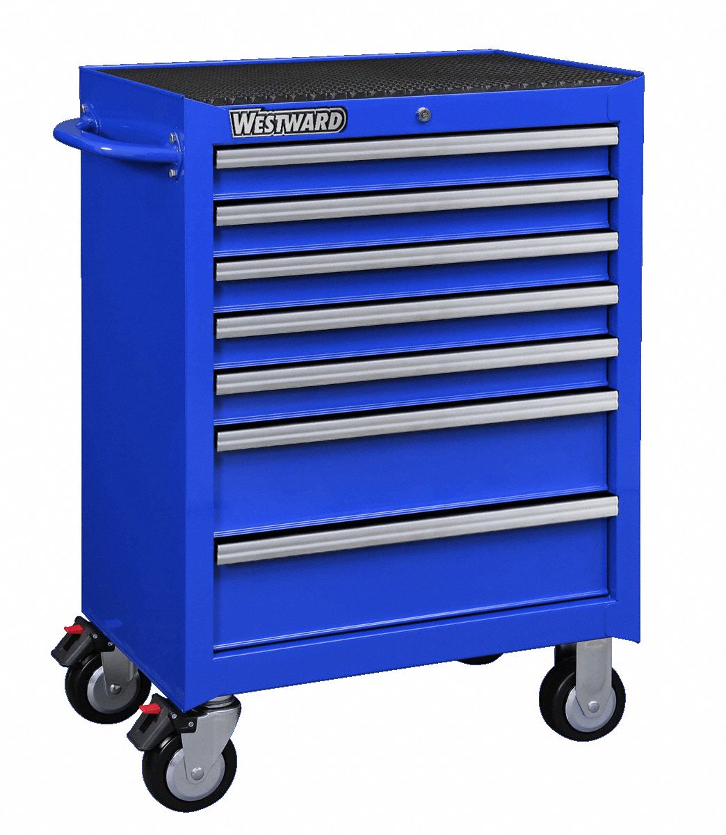 WESTWARD, Powder Coated Blue, 26 3/4 in W x 18 15/16 in D x 39 1/2 in H,  Rolling Tool Cabinet - 32H890