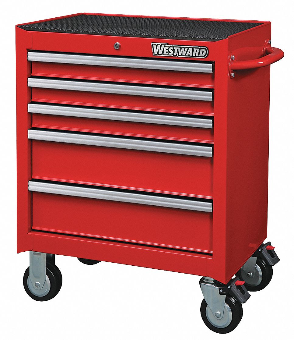 ROLLING CABINET,STEEL,1,320LBS,5 DRAWERS