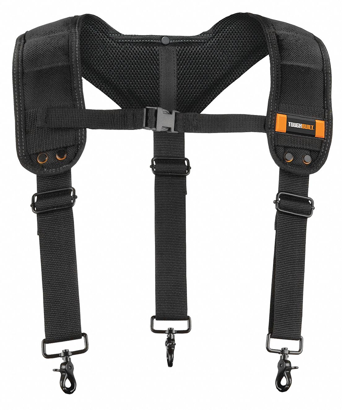 TOUGHBUILT Black Padded Suspenders, Polyester, Steel, Number of Pockets ...