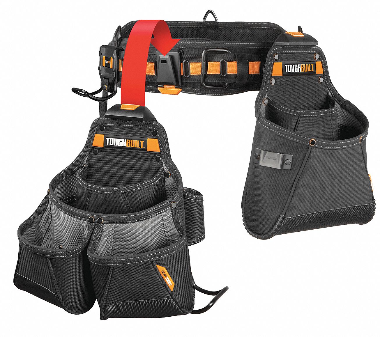 TOUGHBUILT Black/Yellow Framers Tool Pouch Set, Polyester, ABS Plastic