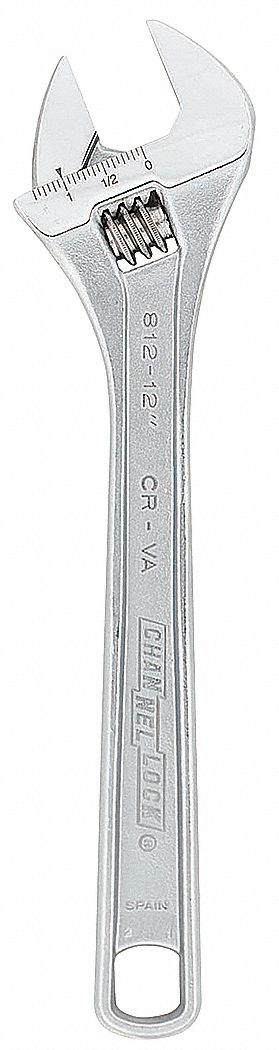 ADJ. WRENCH,12IN,1-1/2IN CAP.,CHROME