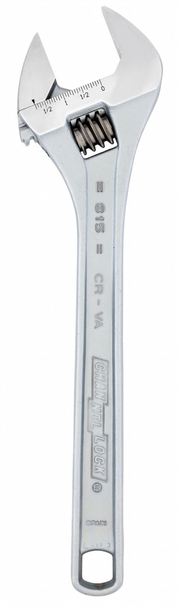 CHANNELLOCK Adjustable Wrench Alloy Steel, Chrome, 15 in Overall Lg, 1