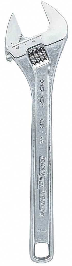 ADJ. WRENCH,15IN,1-21/32IN CAP.,CHROME