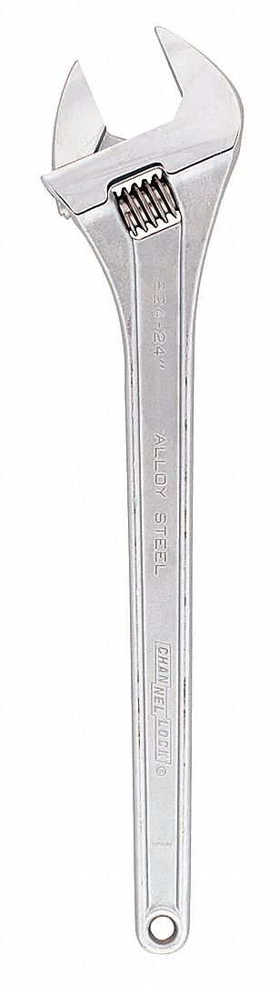 ADJ. WRENCH,24IN,2-7/16IN CAP.,CHROME