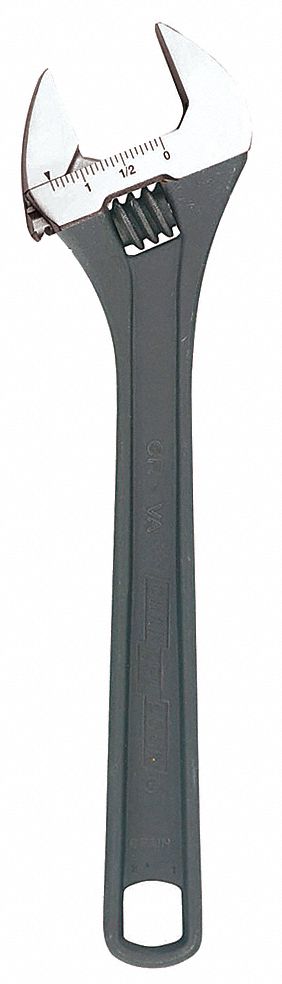 ADJUSTABLE WRENCH, ALLOY STEEL, BLACK PHOSPHATE, 8 IN OVERALL L, 1 3/16 IN JAW CAPACITY