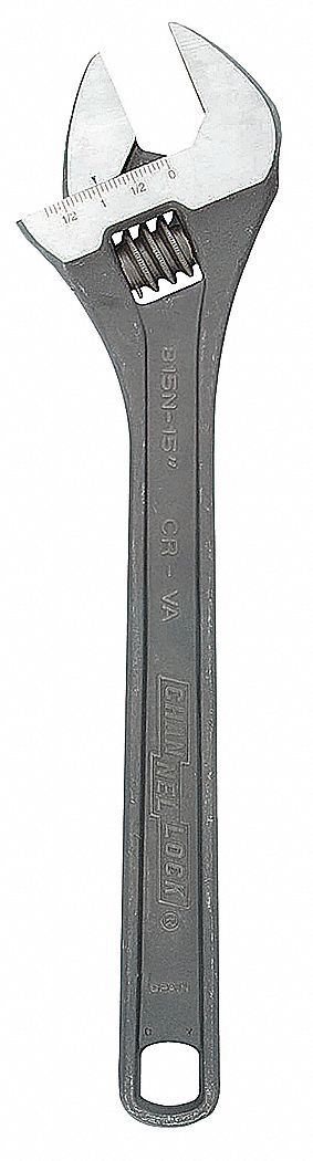 ADJ. WRENCH,15IN,1-21/32IN CAP.,BLACK