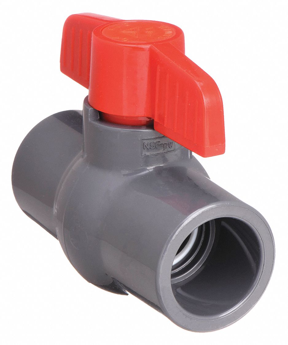 MANUAL TWO-WAY BALL VALVE: 1½ IN, PVC, STRAIGHT, SOCKET X SOCKET, ONE-PIECE, TEE