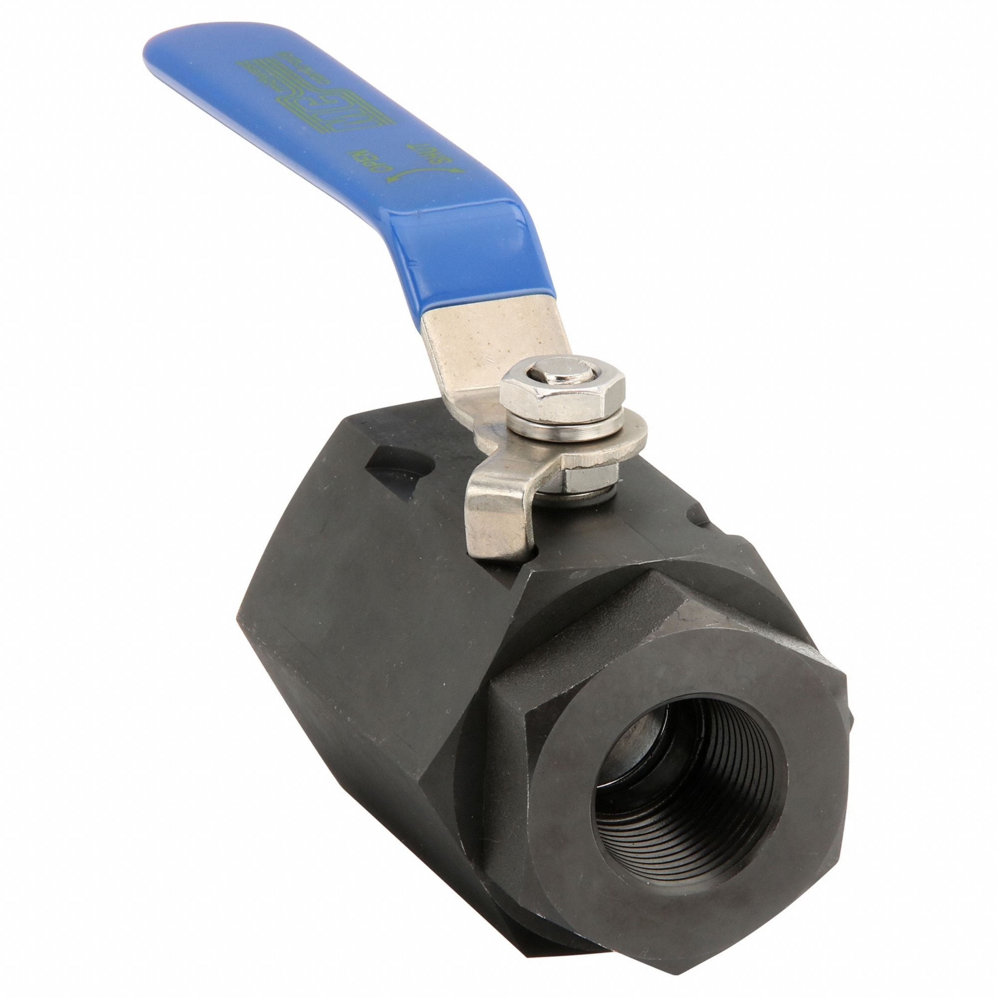 Manual Two-Way Ball Valve: 1 in, Carbon Steel, Straight, FNPT x FNPT, Two-Piece