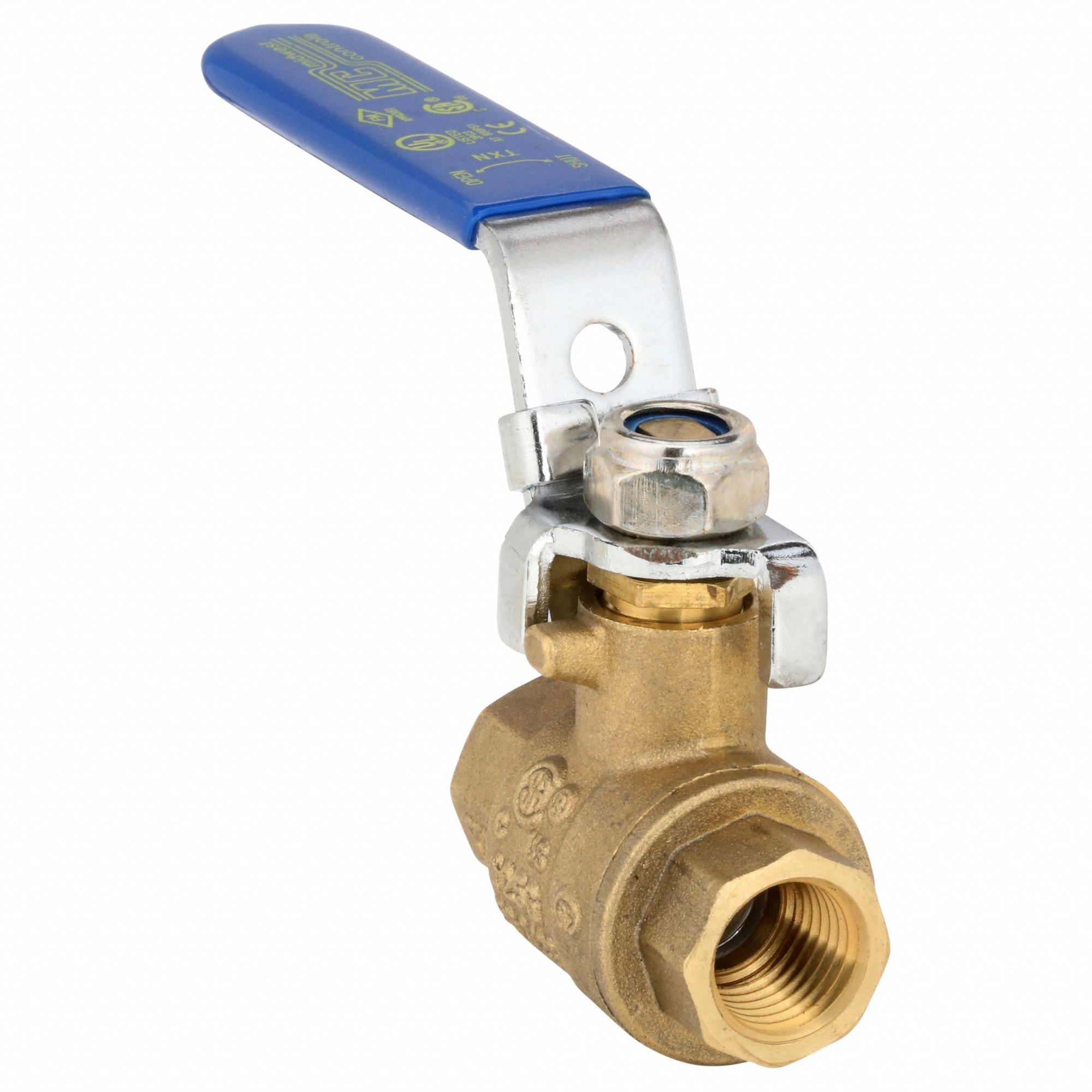 Manual Two-Way Ball Valve: 1/4 in, Straight, FNPT x FNPT, Full Port Ball Port, Lever